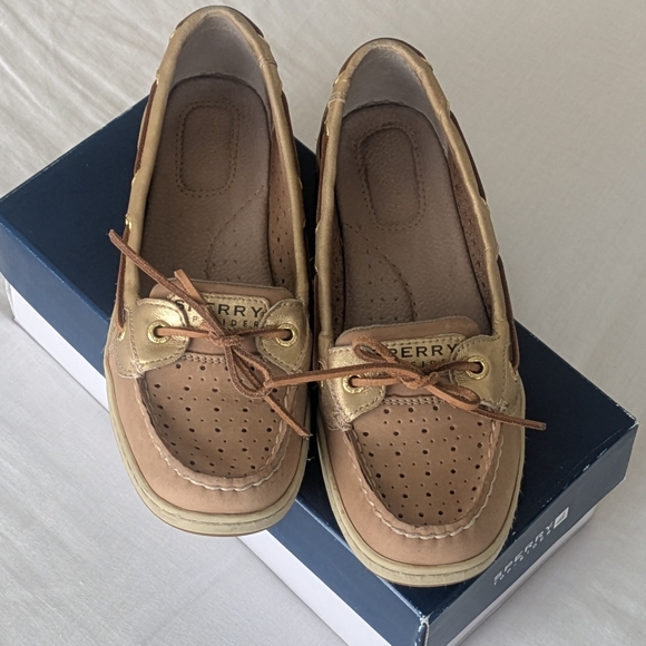 Sperry Women's Tan and Metallic Loafers - Picture 1 of 12